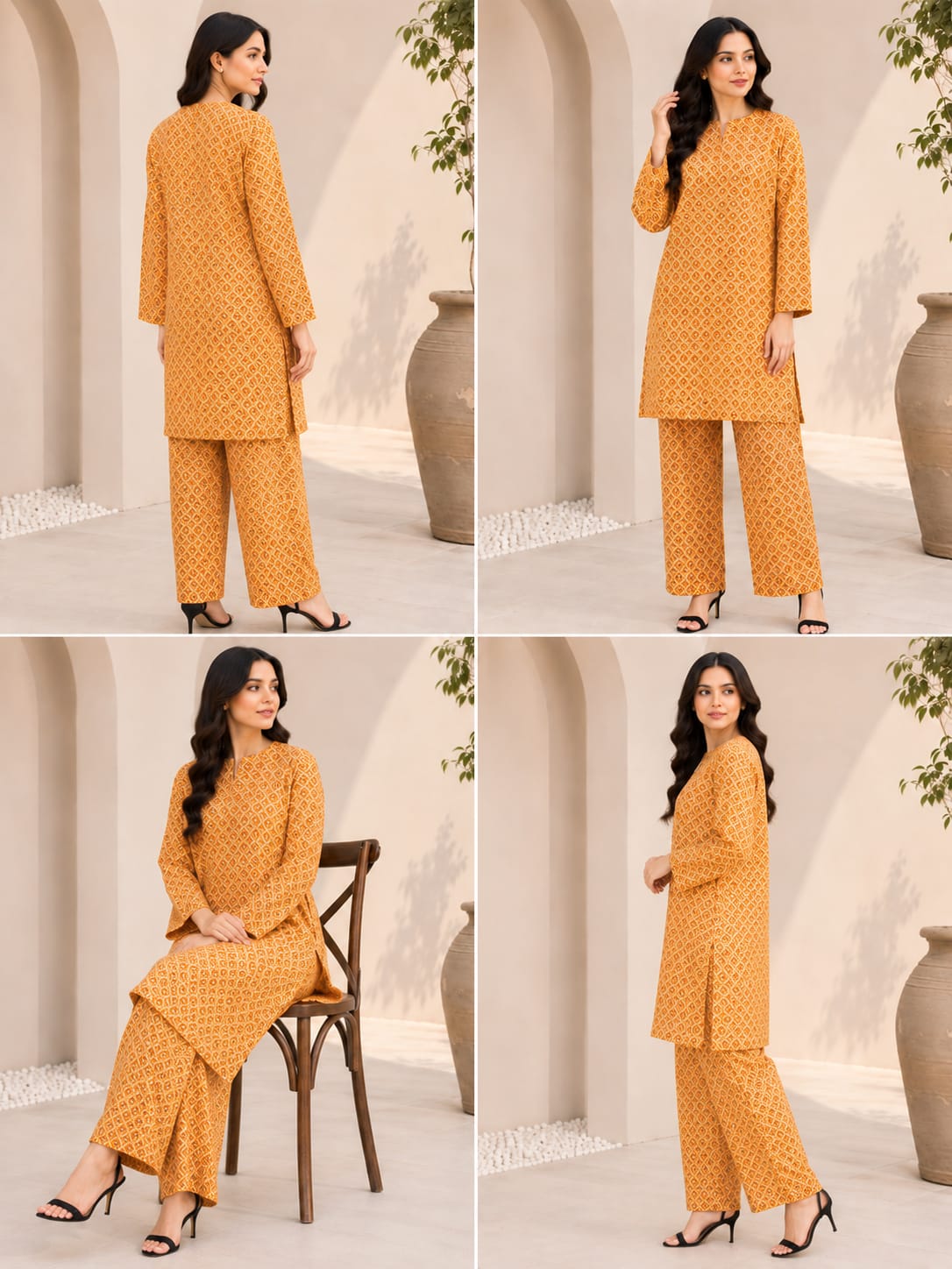 Golden Flora – Premium 2 Piece Unstitch Lawn Suit