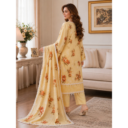 Seyad 3 Piece Unstitched Printed Lawn