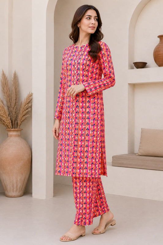 Vibrant Bloom Stripes – 2 Piece Unstitched Lawn Suit