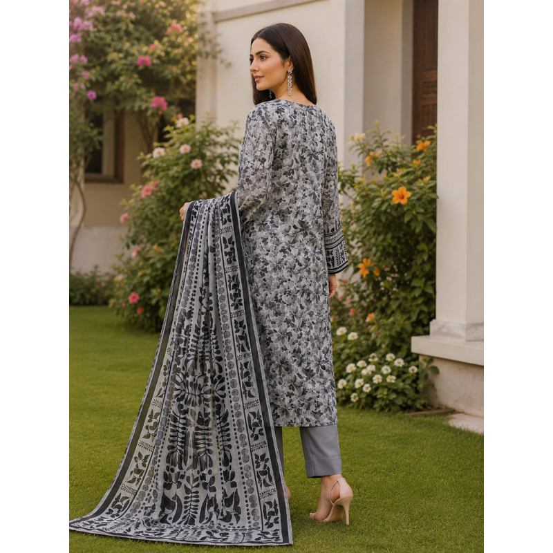 Smokey 3 Piece Unstitched Printed Lawn