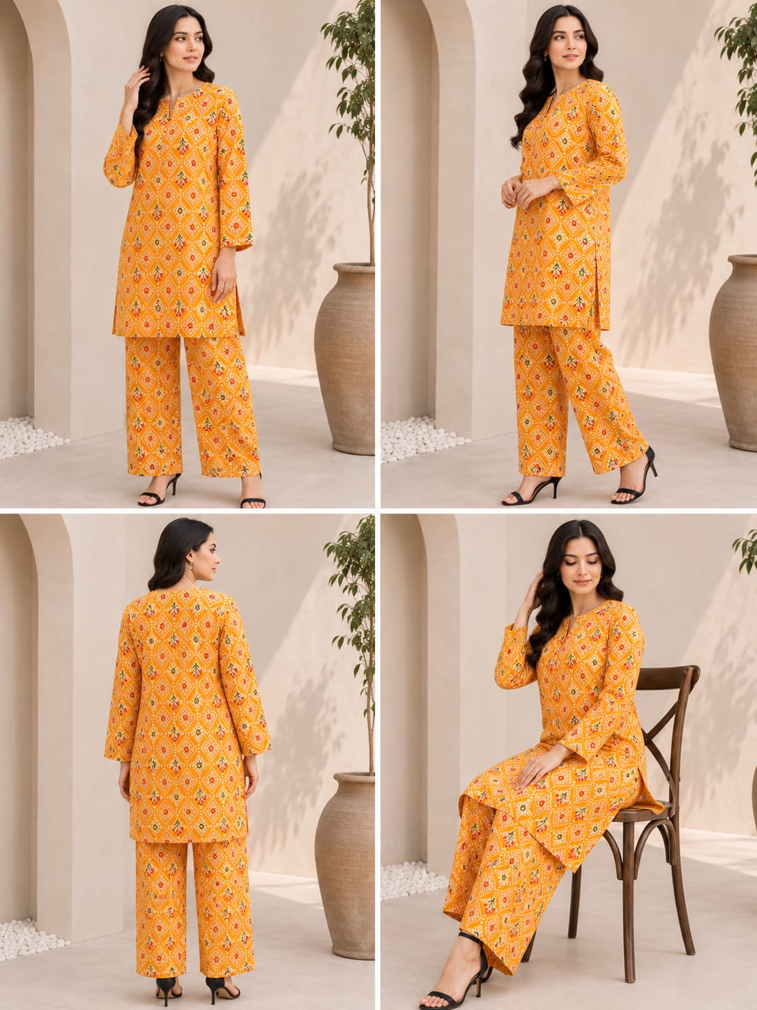 Amber Glow – Premium 2 Piece Unstitch Lawn Suit