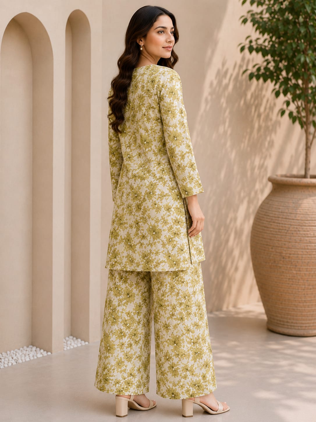Olive Bloom – Premium 2 Piece Unstitched Lawn Suit