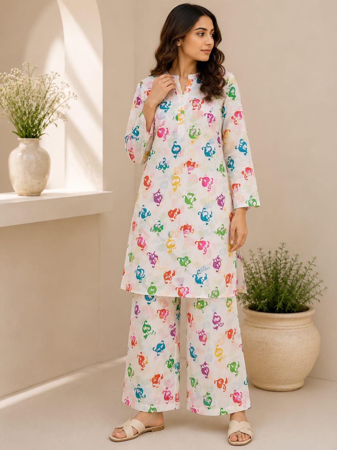 Color Pop Leaves – 2 Piece Unstitched Lawn