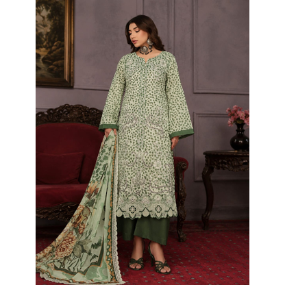Jetiour 3 Piece Unstitched  Printed Lawn