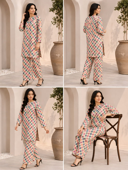 Mosaic Charm – Premium 2 Piece Unstitch Lawn Suit