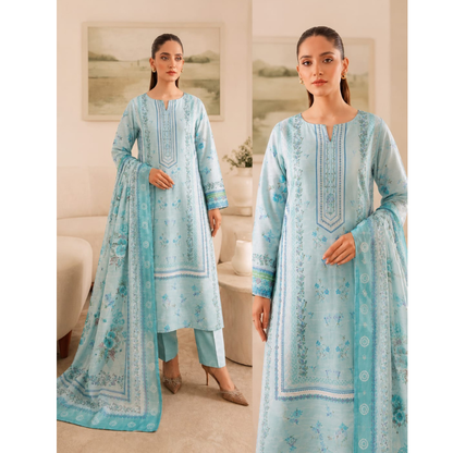 Blue G 3 Piece Unstitched  Printed Lawn