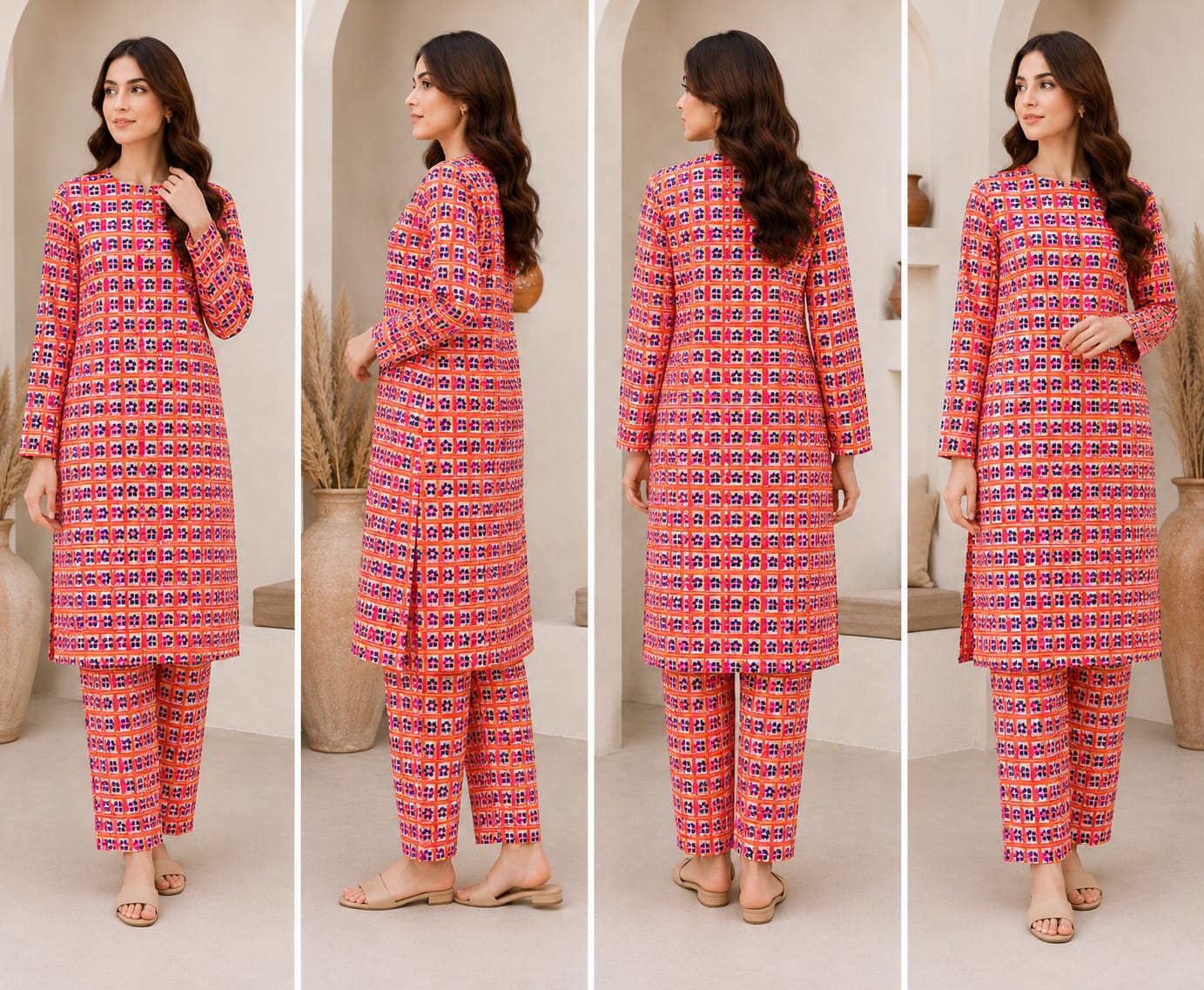 Vibrant Bloom Stripes – 2 Piece Unstitched Lawn Suit