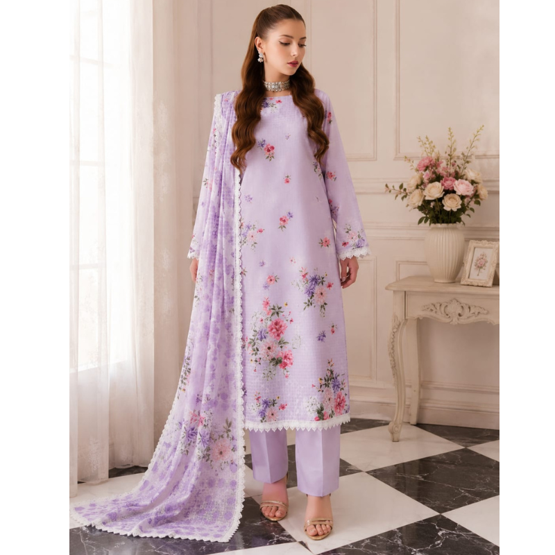 Pearl P 3 Piece Unstitched  Printed Lawn