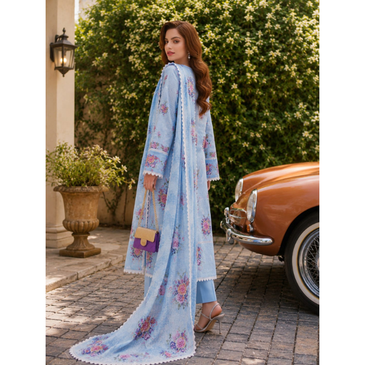 Blush 3 Piece Unstitched  Printed Lawn