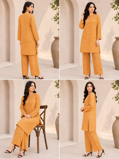 Golden Flora – Premium 2 Piece Unstitch Lawn Suit