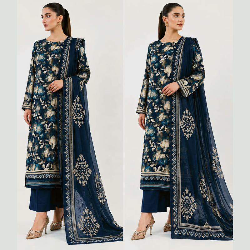 Royal 3 Piece Unstitched Printed Lawn