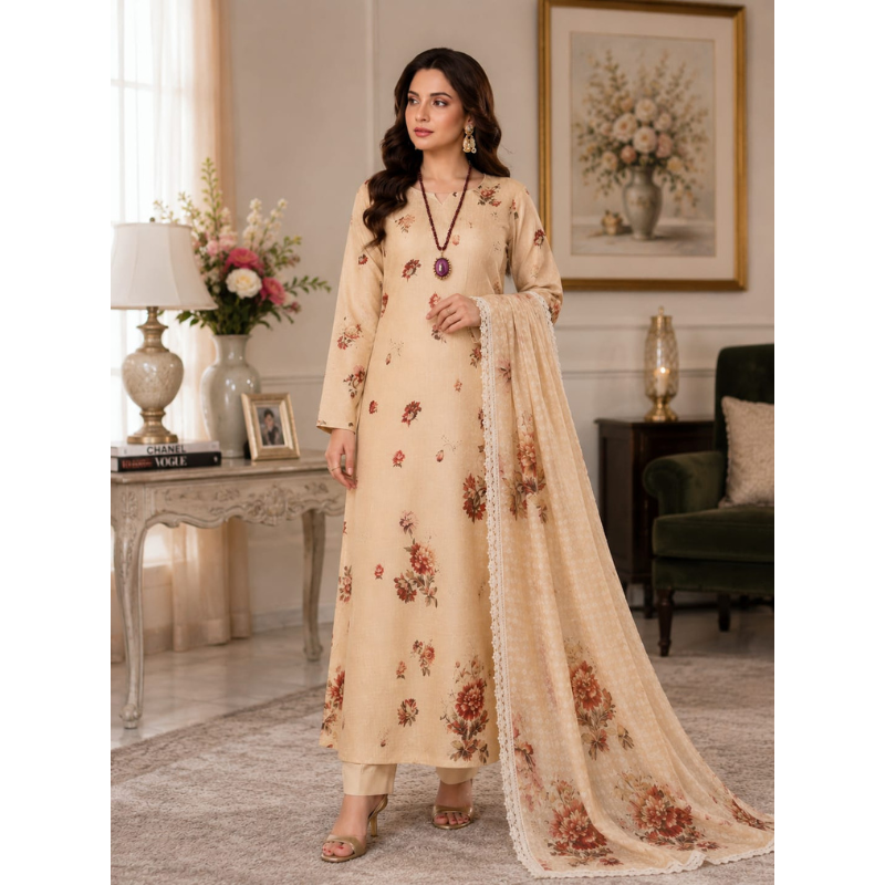 Seyad 3 Piece Unstitched  Printed Lawn