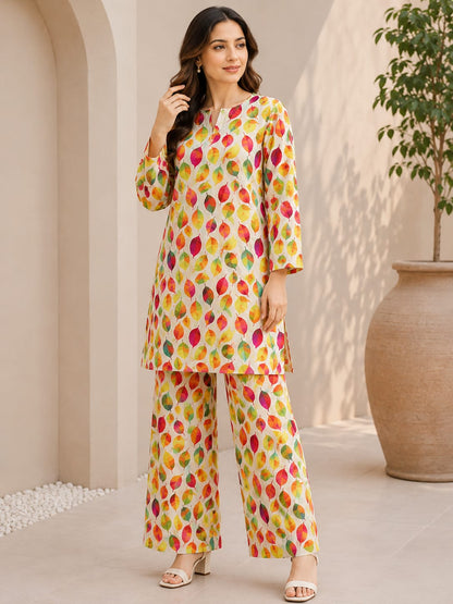 Autumn Leaves – Premium 2 Piece Unstitch Lawn Suit