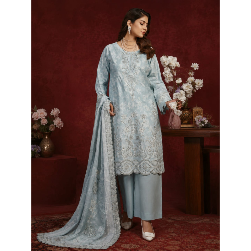 Zee Onic 3 Piece Unstitched   Embroidered Lawn
