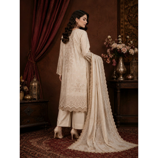 MionG 3 Piece Unstitched   Embroidered Lawn