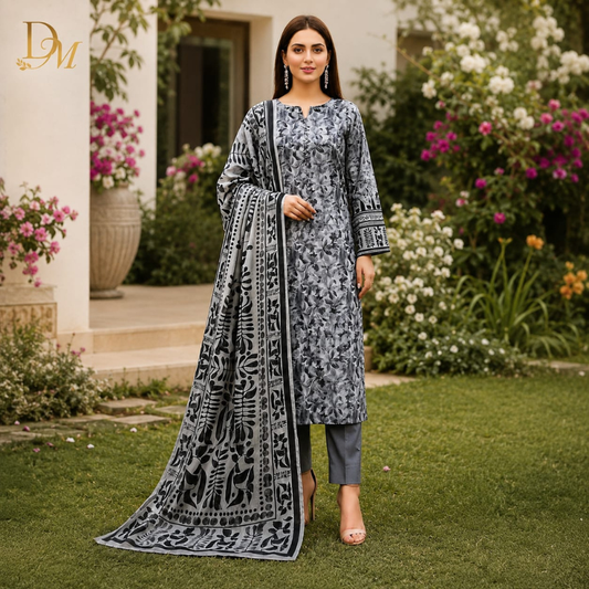 Elegant Printed Lawn Unstitched Collection| SHIRT & DUPATTA  TROUSER LAWN