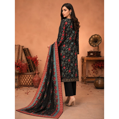 Black D 3 Piece Unstitched Printed Lawn