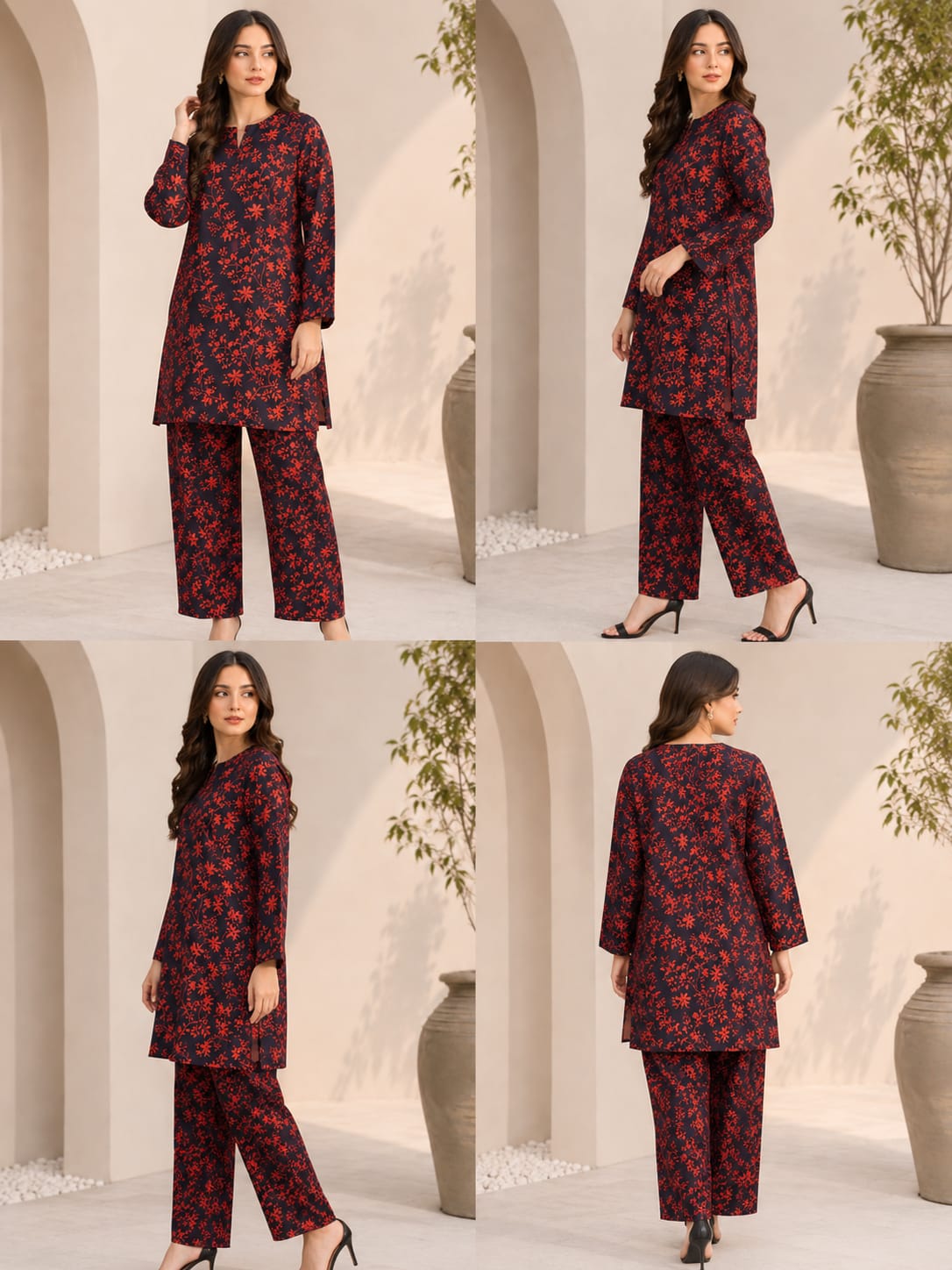 Midnight Blossom – Premium 2 Piece Unstitch Lawn  Suit