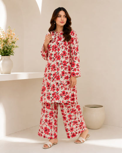 Crimson Blossom – 2 Piece Unstitched Lawn