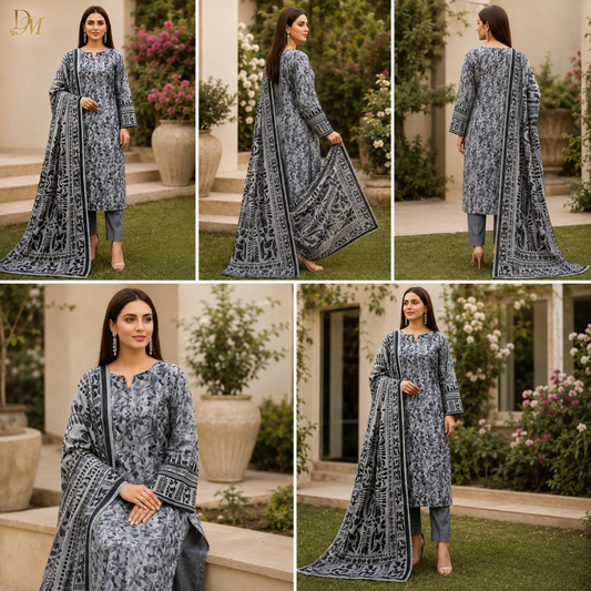 Elegant Printed Lawn Unstitched Collection| SHIRT & DUPATTA  TROUSER LAWN