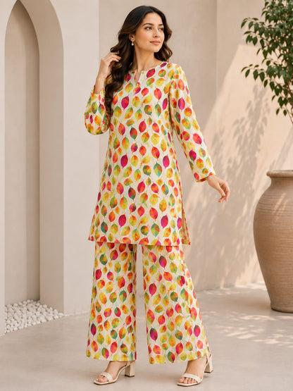 Autumn Leaves – Premium 2 Piece Unstitch Lawn Suit