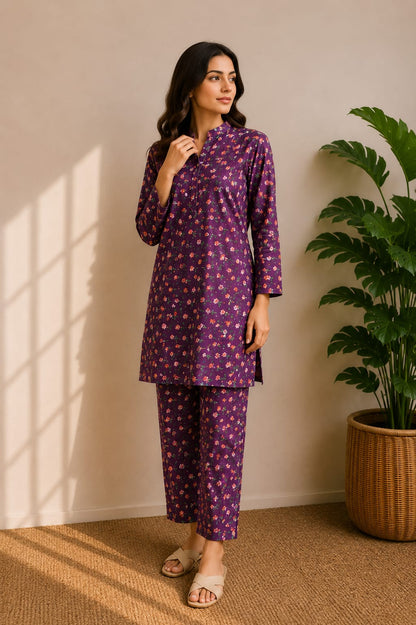 Mini Floral Purple – 2 Piece Unstitched Lawn