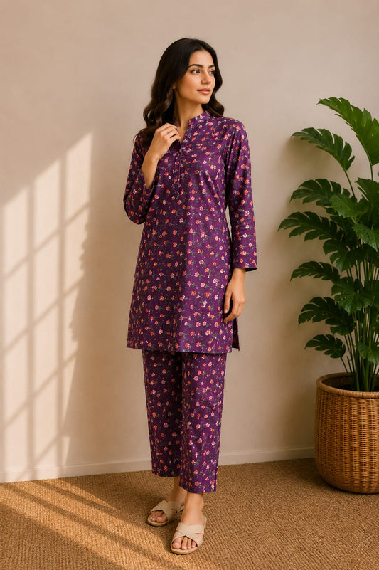 Mini Floral Purple – 2 Piece Unstitched Lawn