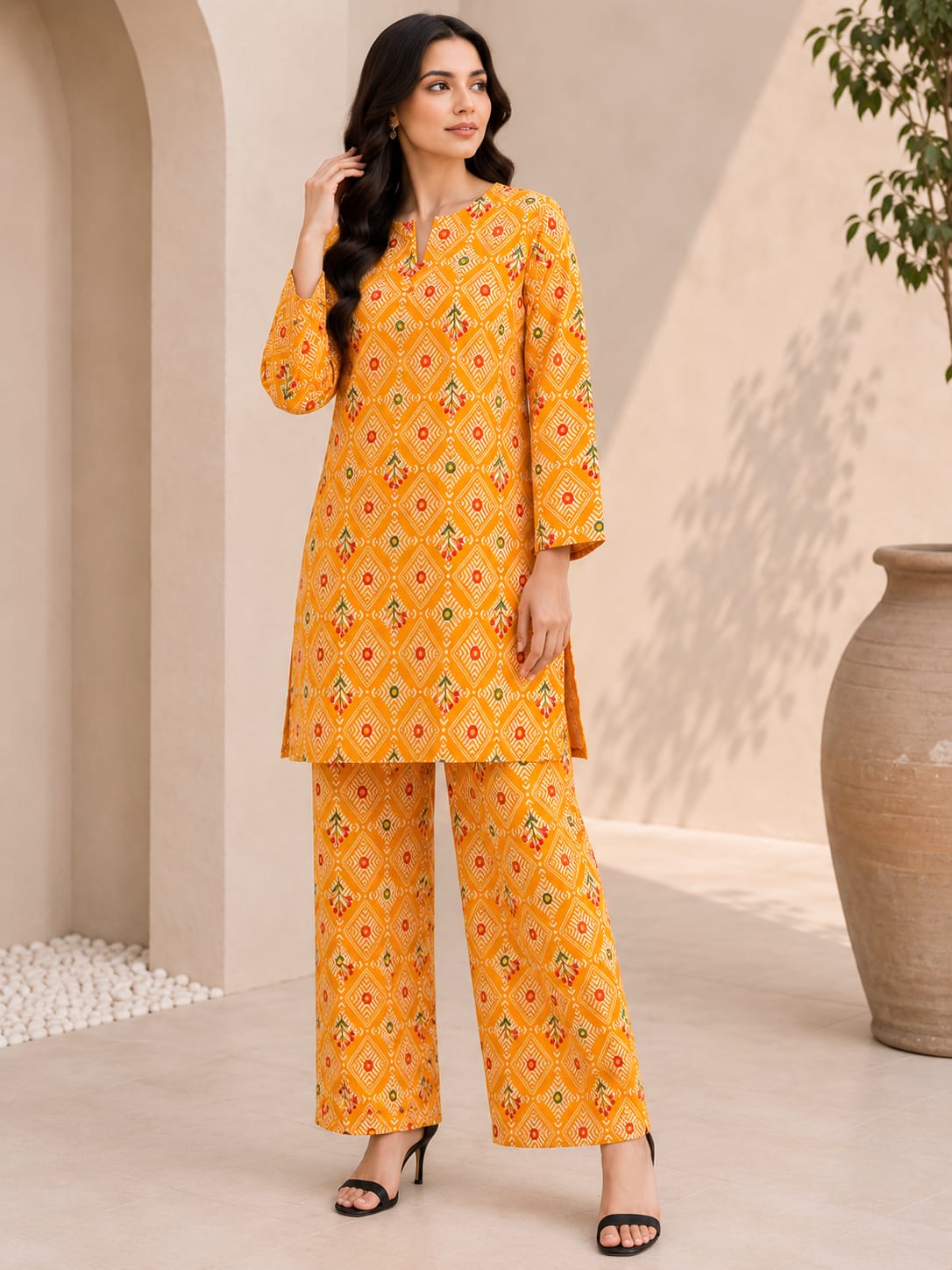 Amber Glow – Premium 2 Piece Unstitch Lawn Suit