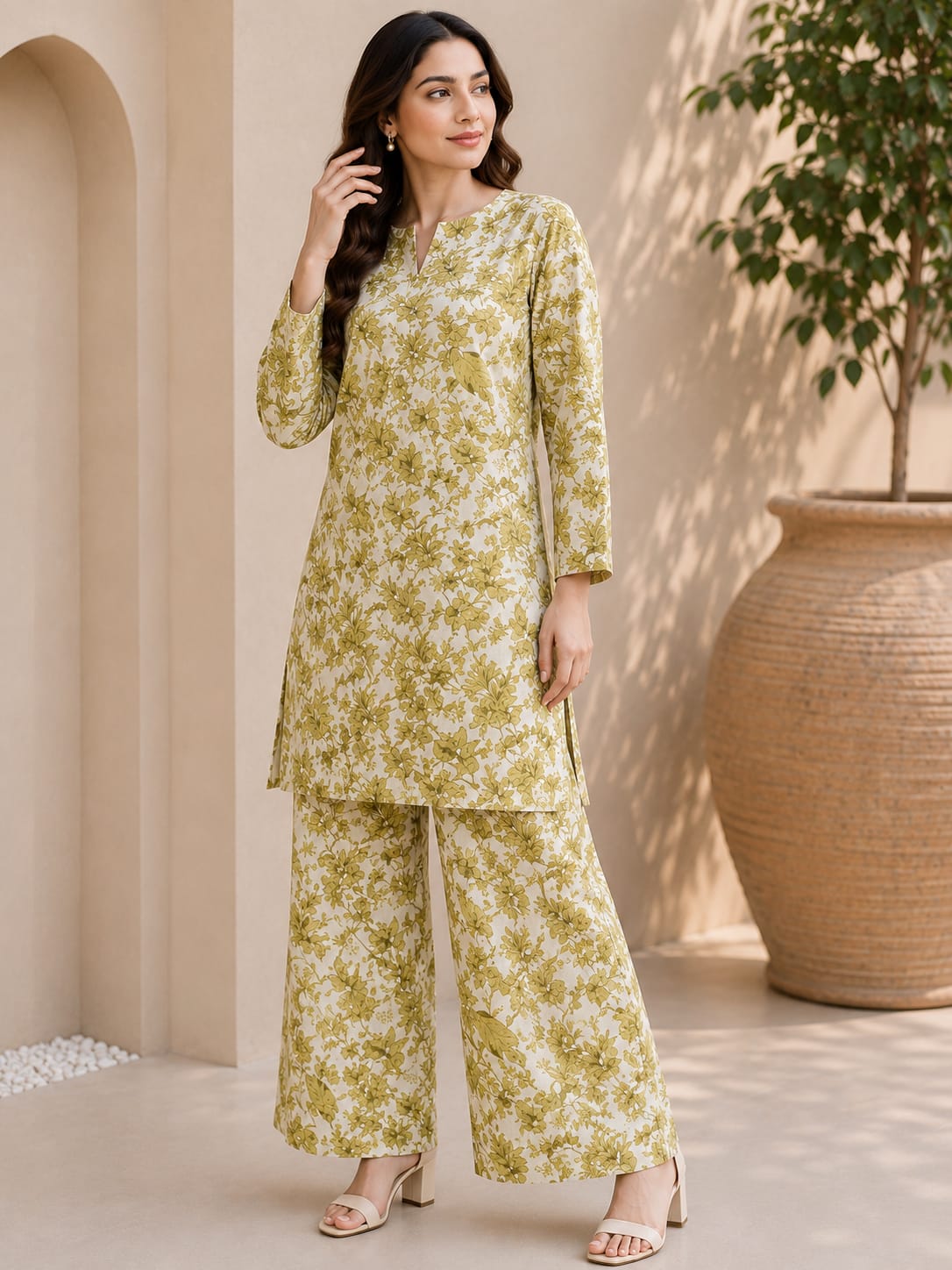 Olive Bloom – Premium 2 Piece Unstitched Lawn Suit