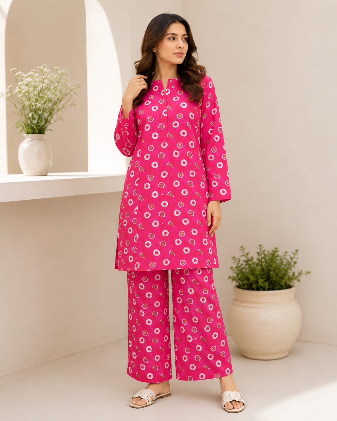 Pink Daisy – 2 Piece Unstitched Lawn