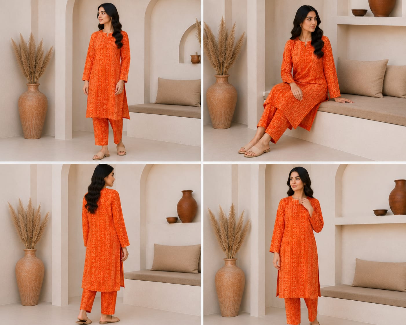 Sunset Floral Stripe – 2 Piece Unstitched Lawn Suit