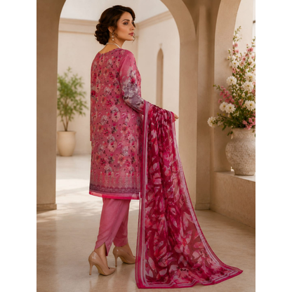 Pearl Red 3 Piece Unstitched Printed Lawn