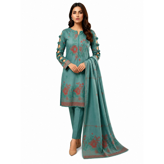 Weather greena 3 Piece Unstitched Jacquard Lawn