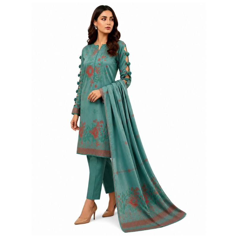 Weather greena 3 Piece Unstitched Jacquard Lawn