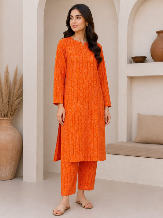 Sunset Floral Stripe – 2 Piece Unstitched Lawn Suit