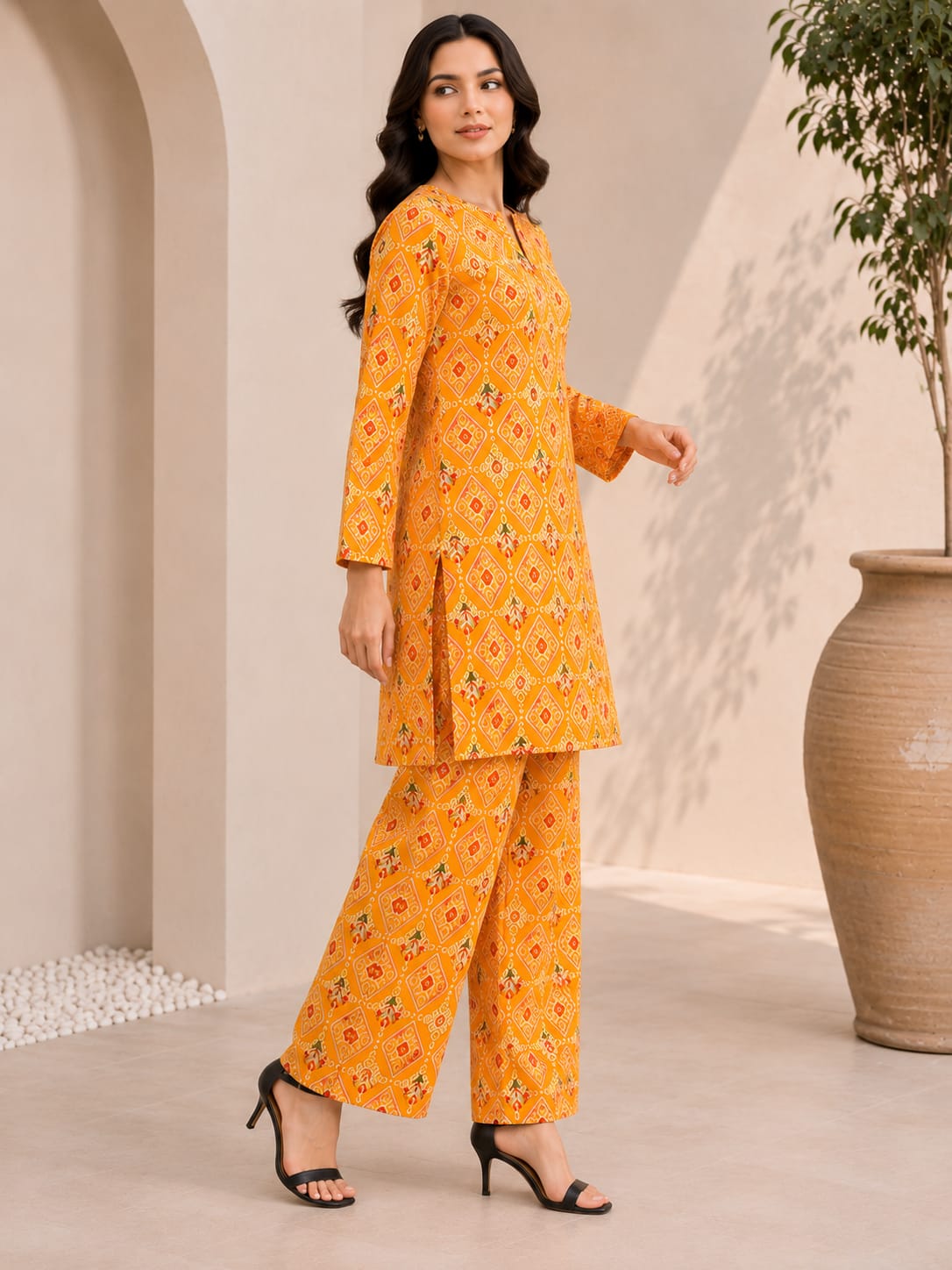 Amber Glow – Premium 2 Piece Unstitch Lawn Suit
