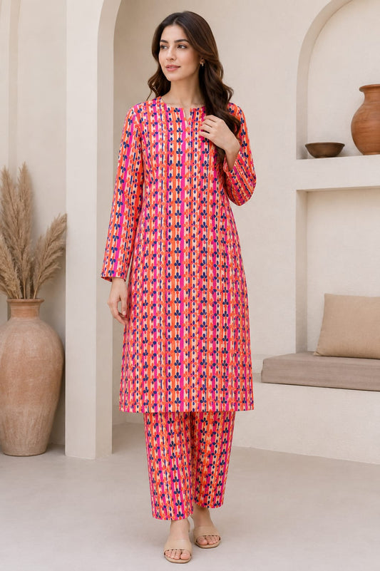 Vibrant Bloom Stripes – 2 Piece Unstitched Lawn Suit
