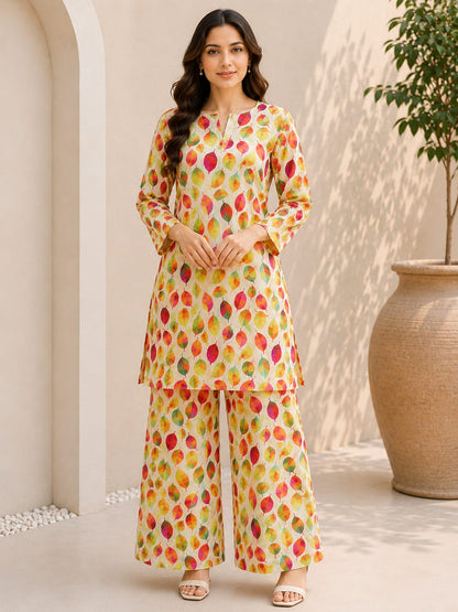 Autumn Leaves – Premium 2 Piece Unstitch Lawn Suit