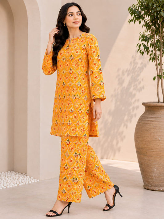 Amber Glow – Premium 2 Piece Unstitch Lawn Suit