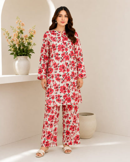 Crimson Blossom – 2 Piece Unstitched Lawn