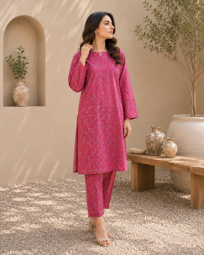 Ruby Blossom Micro Print – 2 Piece Unstitched Lawn Suit