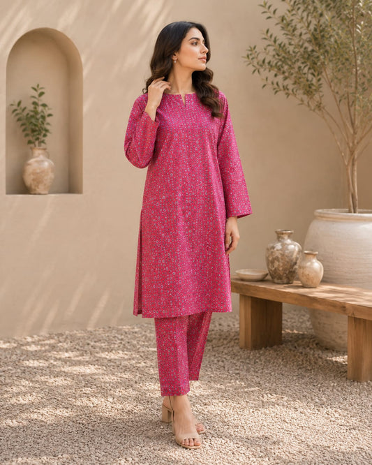 Ruby Blossom Micro Print – 2 Piece Unstitched Lawn Suit