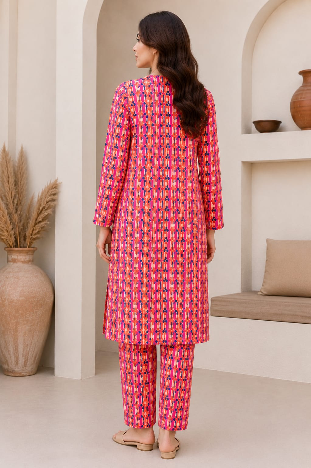 Vibrant Bloom Stripes – 2 Piece Unstitched Lawn Suit