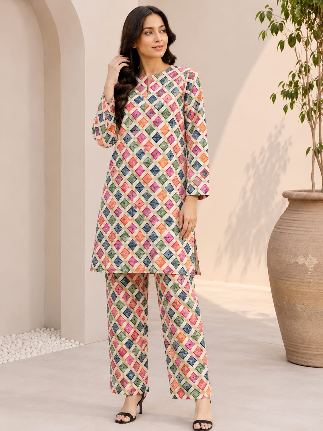 Mosaic Charm – Premium 2 Piece Unstitch Lawn Suit