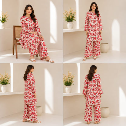 Crimson Blossom – 2 Piece Unstitched Lawn