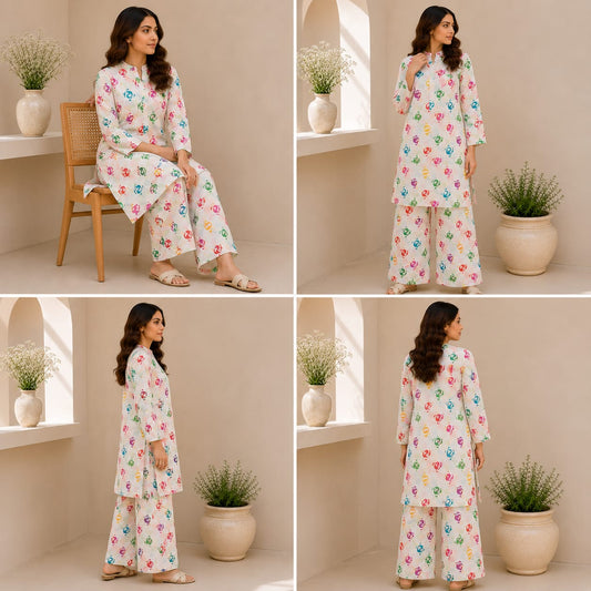 Color Pop Leaves – 2 Piece Unstitched Lawn