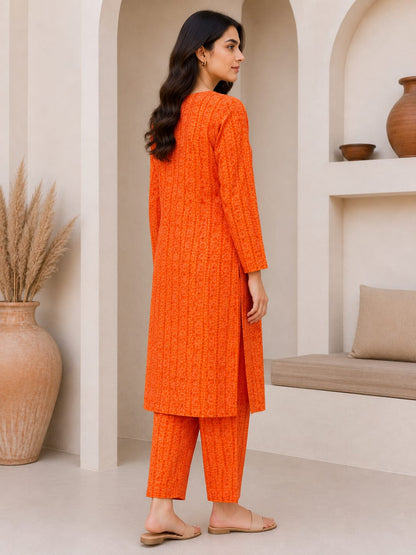 Sunset Floral Stripe – 2 Piece Unstitched Lawn Suit